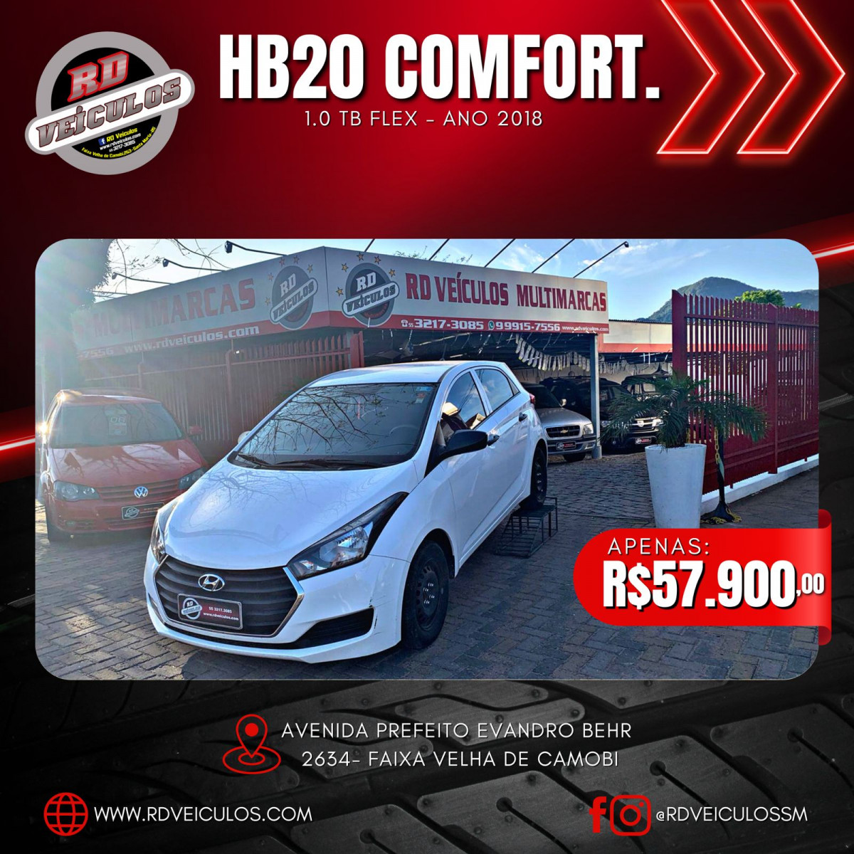 HB20 Comf./C.Plus/C.Style 1.0 Flex 12V - Hyundai - 2018 - R$ 57.900,00