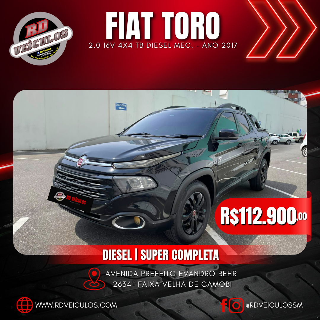 Toro Freedom 2.0 16V 4x4 TB Diesel Mec. - Fiat - 2017 - R$ 112.900,00